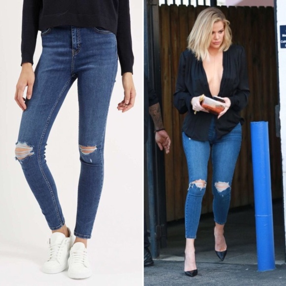 Topshop Jamie Moto Ripped Jeans - size 30